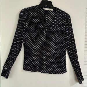 Anne Klein Black and White Long Sleeve Button Down Shirt